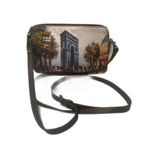 Vida Crossbody Clutch Bag Cityscape Cow Leather & Cotton